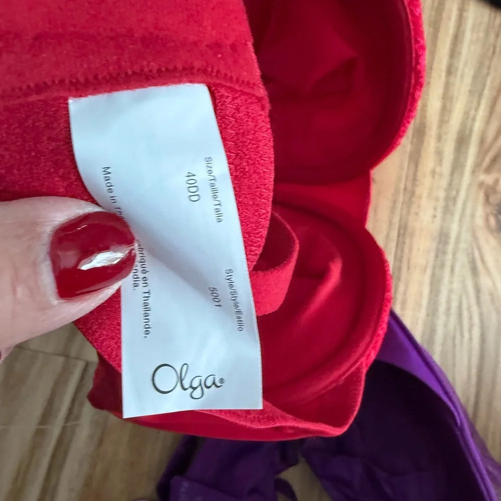 Olga Minimizer Underwire Bra 4DD Lot x3 Black, Red, Purple - Picture 6 of 7